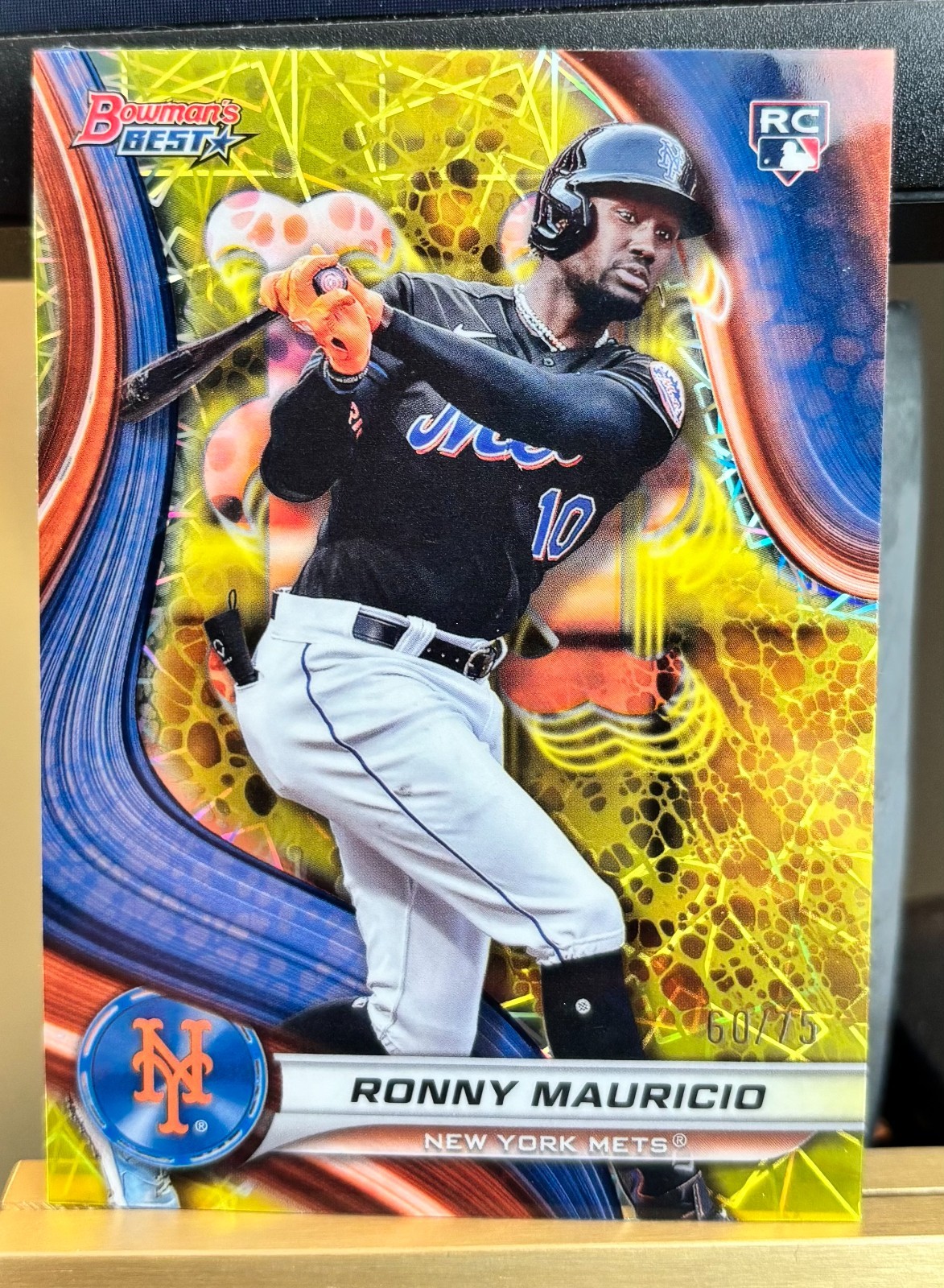 Ronny Mauricio - Mets: 2024 Bowman's Best Yellow Lazer Refractor RC 60/75 #41