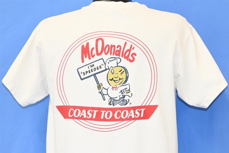 vtg 90s MCDONALDS IM SPEEDEE COAST TO COAST MASCOT RESTAURANT t-shirt LARGE L