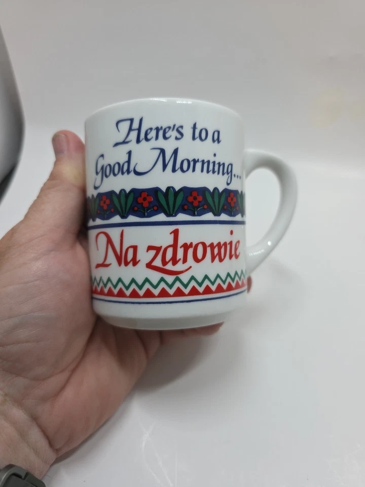Caneca de café cerâmica polonesa Here's to a Good Morning Na Zdrowie Abbey Press - Imagem 4 de 4