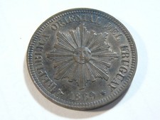 Uruguay 1869 A 2 Centesimos High Grade