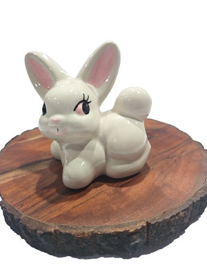 Vintage 1982 Small White Ceramic Bunny Rabbit Figurine