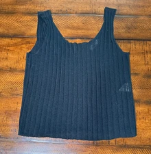 Oak + Fort - Black Ribbed Tank Top - Size Small