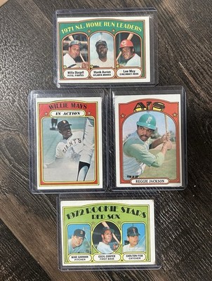1972 TOPPS LOT - Willie Mays Reggie Jackson Hank Aaron Carlton Fisk - Vintage!