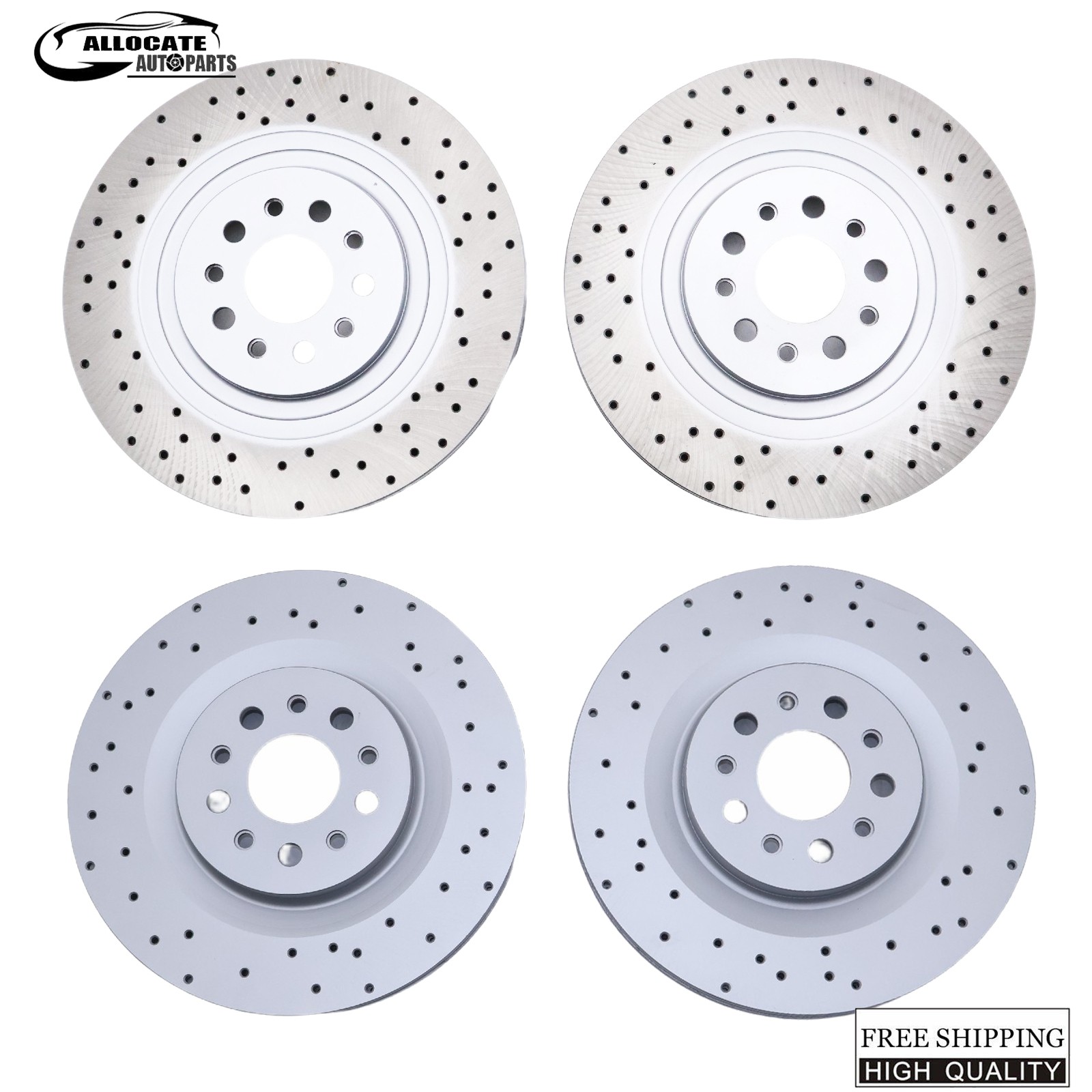 Front+Rear Floating Drilled Vented Rotor For Maserati Ghibli Quattroporte 17-21