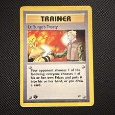 Pokémon Lt. Surge's Treaty 112/132 Gym Heroes Uncommon 1st Edition Trainer Engl…