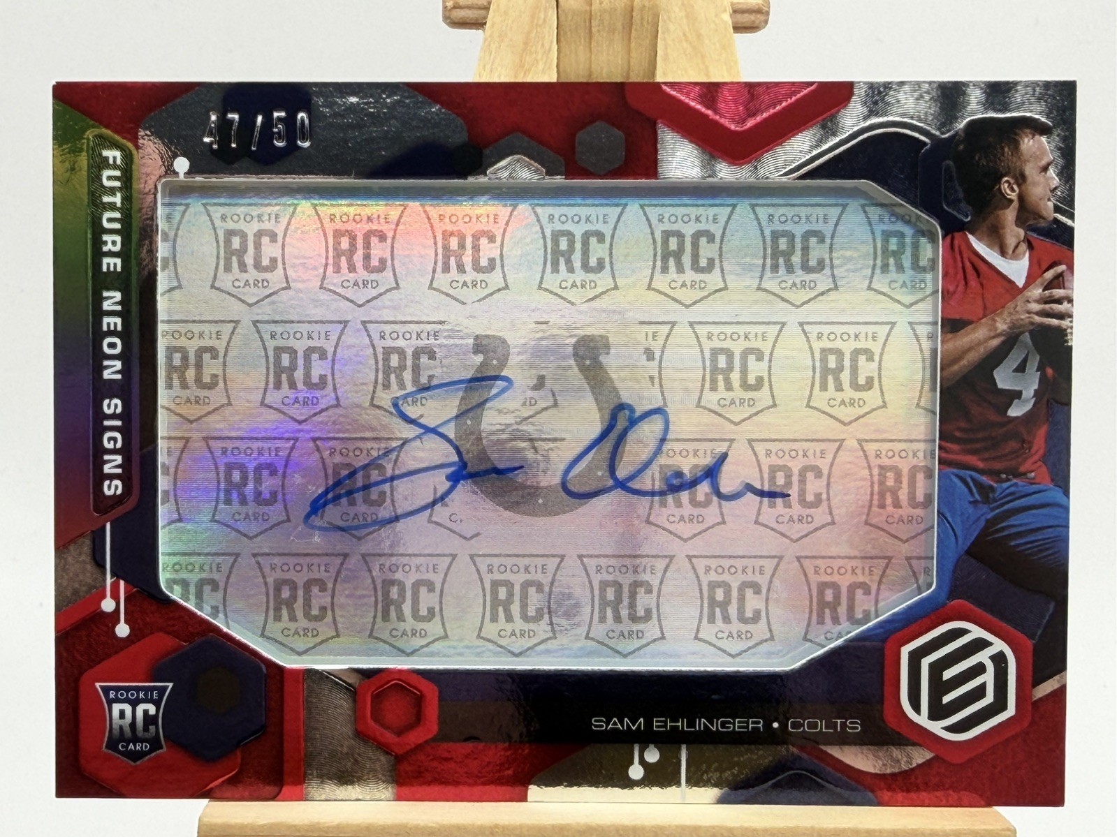 2021 Panini Elements Sam Ehlinger Future Neon Signs Auto Red /50 Colts