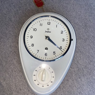 Junghans  1940 Antique Wall Clock with Kitchen Timer Original Tags Key Works 