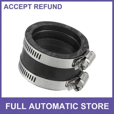 45mm ID Black Carburetor Adapter Inlet Intake Pipe Boot Interface w/ Clamps