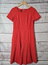 Talbots Womens Dress Size 6 Red Fit And Flare Short Sleeve Zippered Back Classic