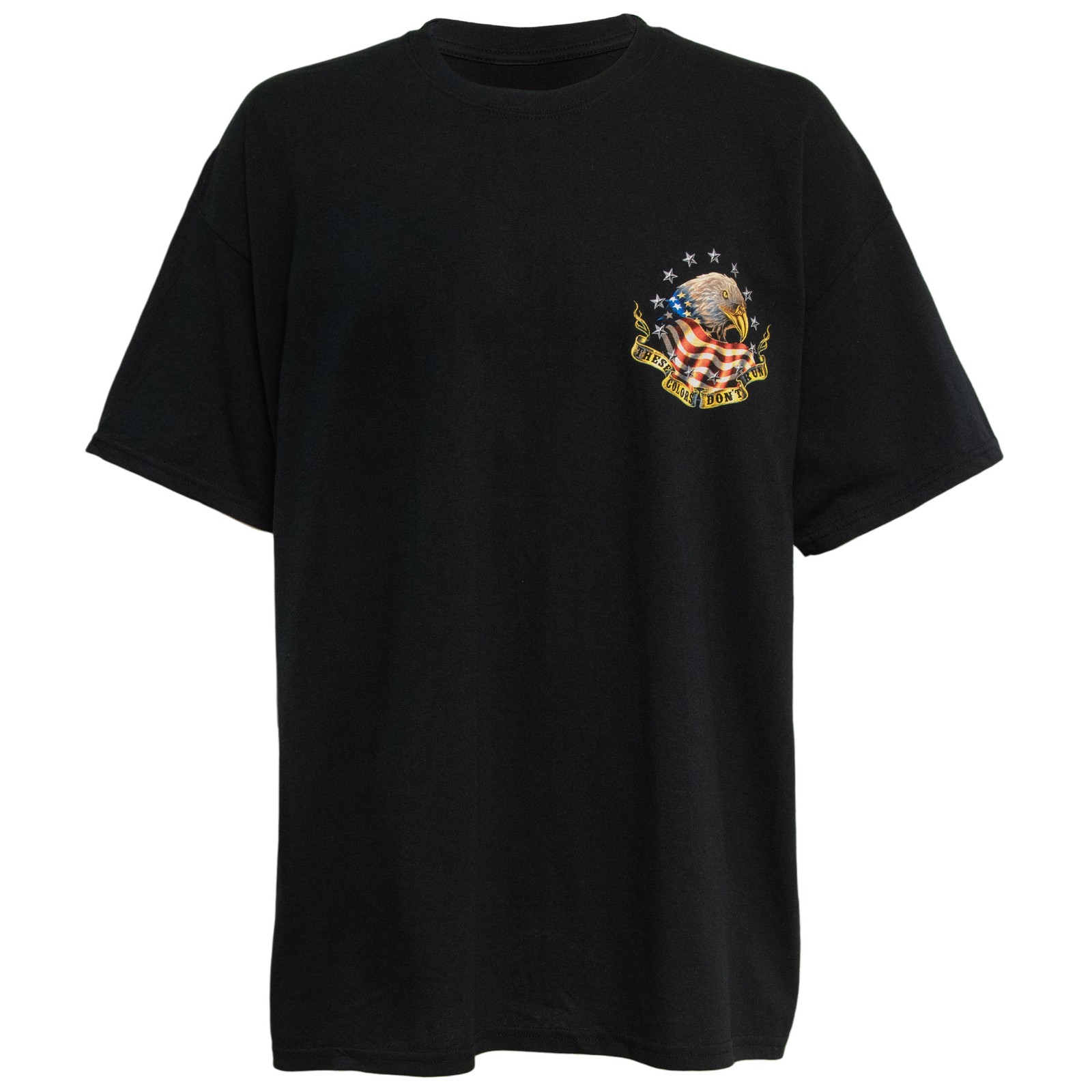 Мужская патриотическая футболка с графическим принтом These Colors Dont Run черного цвета 2XL 3690₽