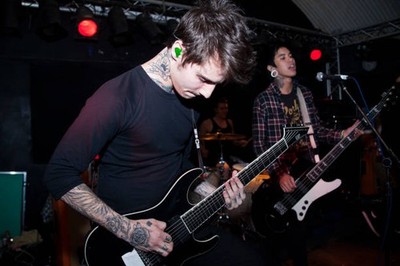 Andrew Whiting and John Holgado of Attack Attack! perform at Cockp- Old Photo