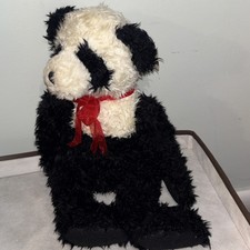 Russ Berrie Ping Pong Panda Bear Plush Stuffed Animal Black White Red Bow 4022