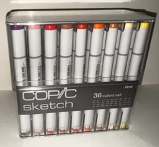Copic Sketch Markers 36 COLORS SET In Plastic Case NEW, Sealed!