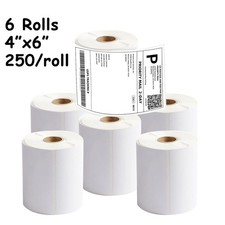 6 Rolls 4x6 Direct Thermal Shipping Labels 250/Roll for Zebra 2844 ZP450 Eltron