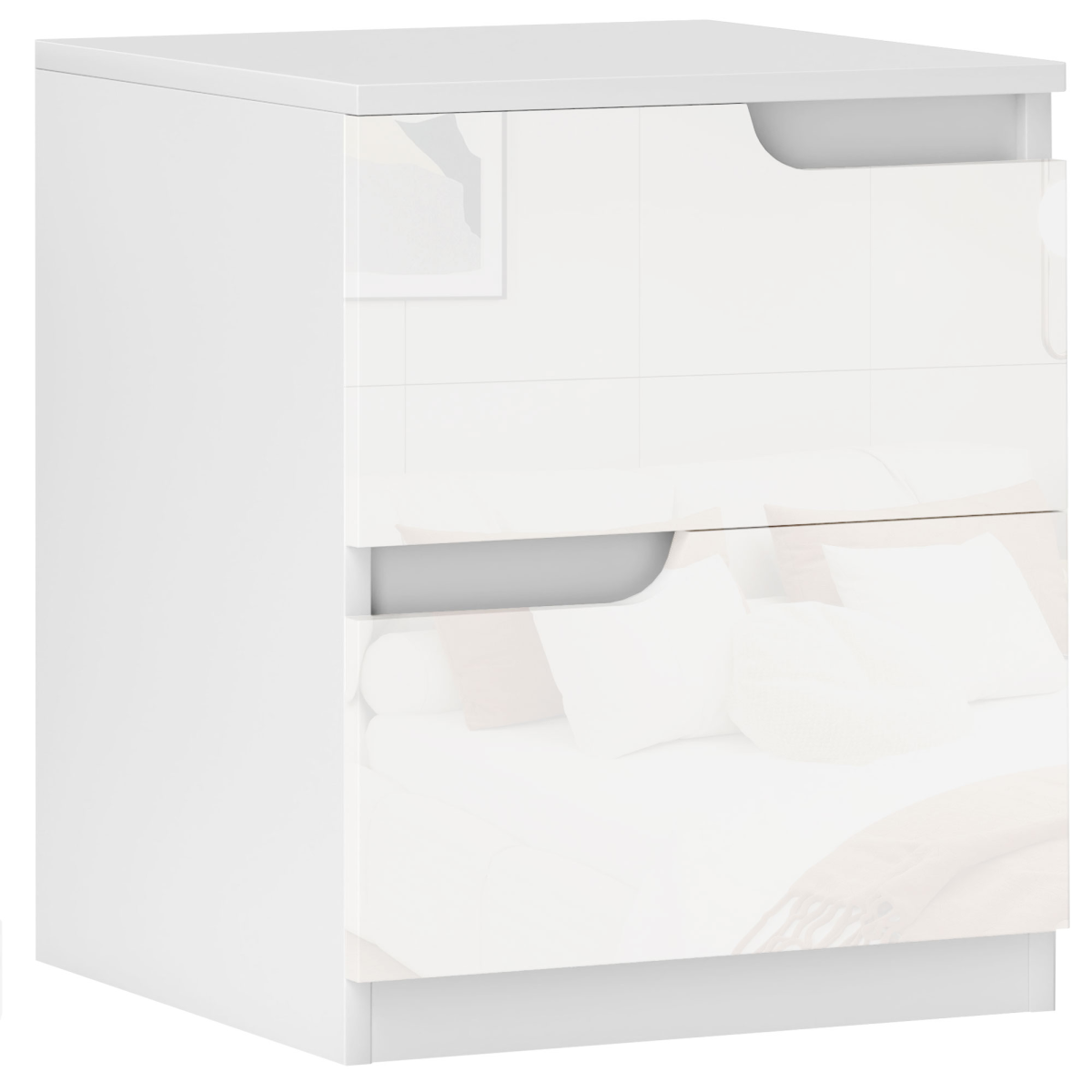 HOMCOM Modern Bedside Table with 2 Drawers for Bedroom Living Room -  White