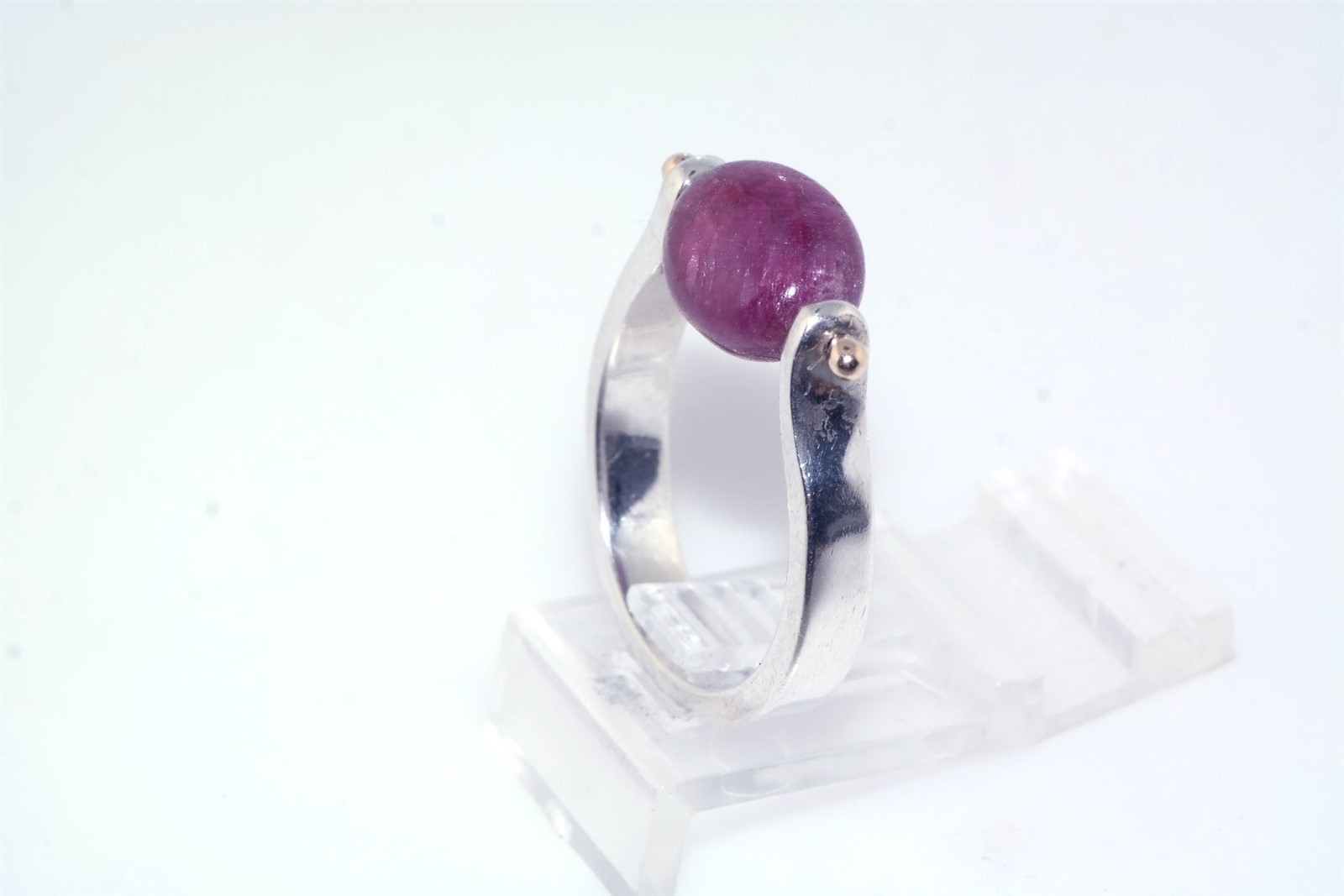 Artisan Handmade Ruby Bead Sterling Silver Ring s… - image 4