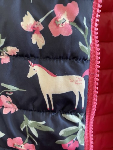 Joules Girls Pink & Navy Unicorn Spring Floral Vest Size 4 Reversible - Picture 4 of 17