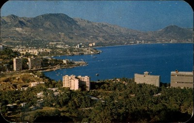 Acapulco Mexico Aerial view vintage postcard y756
