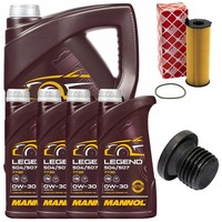 MotoröL Filter Set Mannol 0W-30 504/507 9 Liter + Schraube FüR Audi A6 Q7 VW