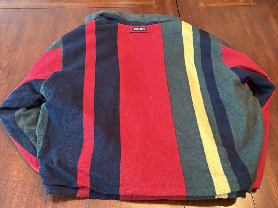 Chaqueta XXL vintage Nautica reversible bloque de color polar lateral azul acolchada para hombre Foto 3 de 4