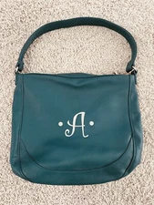 Thirty-One Midway Hobo Bag in Peacock Pebble Monogram A