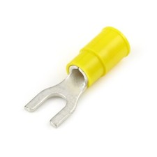 Vinyl Insulated Yellow Spade Terminal 12-10 Gauge 10 Stud - USA - 100 Pack