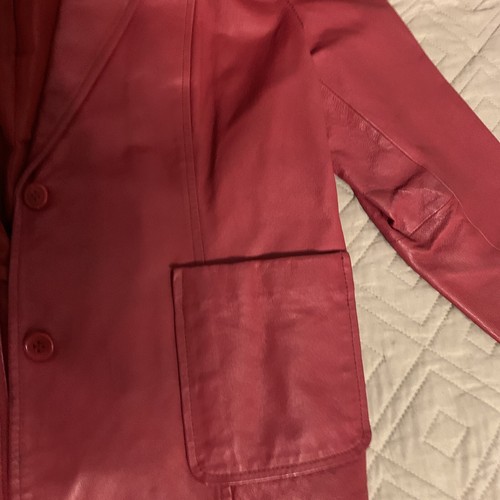 VintageJohn Paul Richard women’s 100% genuine leather coat red button up size 16 - Picture 5 of 12