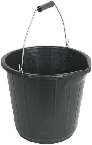 3-5X Black Bucket 3 Gallon Builders Buckets 14 Litre Strong Plastic (MADE IN UK) - Picture 5 of 28