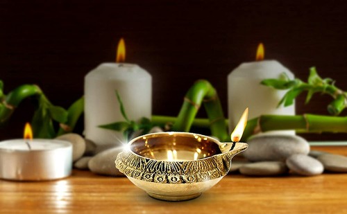 2 Brass Decorative Oil Lamp Kuber Engrave Diyas Diya Hindu Rituals Tika Puja - Picture 2 of 7