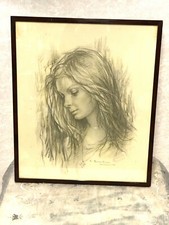 Bellissima tecnica carbone di Giuseppe Tarantino Milano 1974 ritratto 