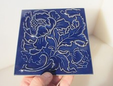 Vintage Ceramic Tile Old Floral Flowers Leaf Art Nouveau Rococo "H.E Smith"