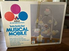 NEW Teddy Beddy Bear Musical Mobile DOLLY Nursery Baby Bedroom VINTAGE Decor