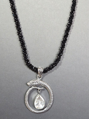 Bali Legacy Polki Moissanite/ Thai Black Spinel Beaded Snake Necklace 71.40ctw
