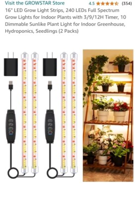 16" LED Grow Light Strips, 240 LEDs Full Spectrum Grow Lights for Indoor  Growing | eBay