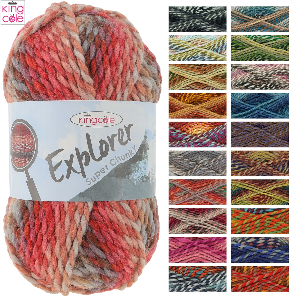 King Cole Explorer Super Chunky Acrylic/Wool Knitting Yarn 100g Ball All Colours