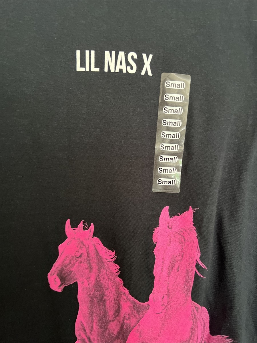 T-shirt Lil Nas X Pink Horses - Noir Slim Fit Homme - Produit Officiel Licence - 4