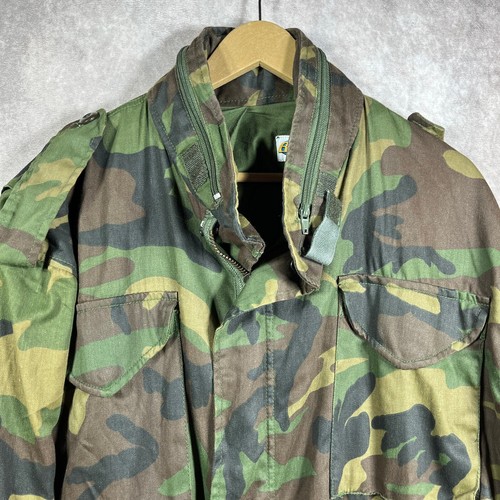 Vintage Blue Dx Military Field Jacket Mens Large Green Camouflage Hooded Outdoor - Picture 2 of 9