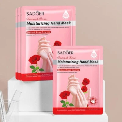 SADOER Soft Hand Care Treatment Damask Rose Essence Hydrating Moisturizing Mask Glove