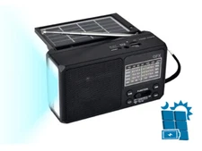 QFX R-37 3-In-1 Rechargeable AM/FM/SW1-SW4 6-Band Solar Radio +Flashlight+USB/SD