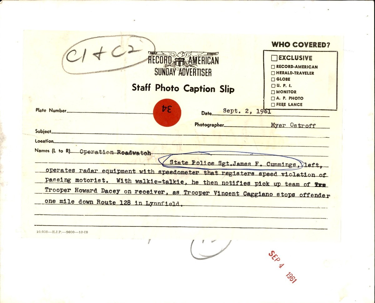 LG53 1961 Orig Myer Ostroff Photo STATE POLICE SGT CUMMINGS