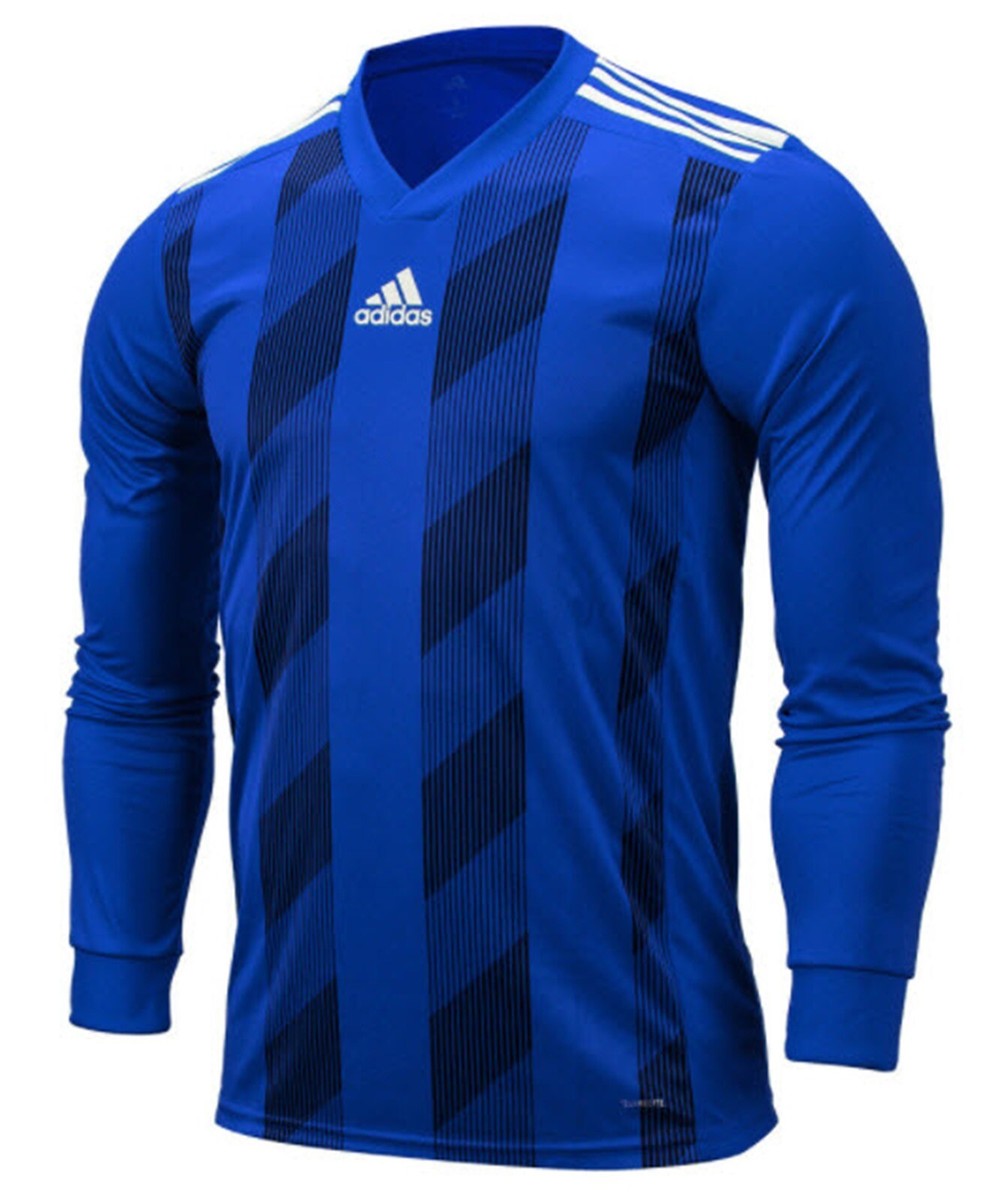 Adidas Men STRIPE 19 Shirts L/S Soccer Run Blue Casual Tee Shirt Jersey  DP3208