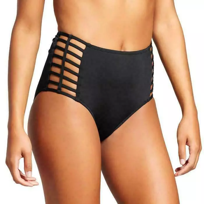 Mossimo Strappy High Waist Bikini Bottom Black Size Medium NWT