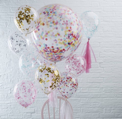CONFETTI FILLED BALLOONS 12"/ 36" Large Helium Quality Party Wedding Decorations