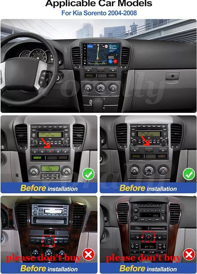 4+64GB For Kia Sorento 2004 2005 2006 2007 2008 Carplay Android 13 Stereo Radio Foto 3 de 4