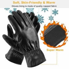 Women's Men Warm  Leather Gloves Motorcycle Driving Thermal Insulation Gloves