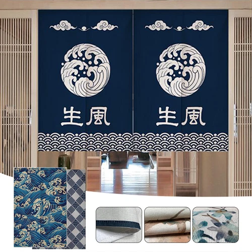 Japanese Style Door Curtain Screen Cotton Linen Noren Cherry Flower Room Divider - Bild 5 von 44