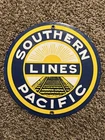 VINTAGE SOUTHERN PACIFIC RAILWAY PORCELAIN SIGN RAILROAD TRAIN STATION GAS OIL