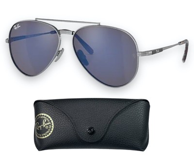 Ray Ban RB8225 313904 Aviator Titanium Silver Gray Mirrored  display picture 1