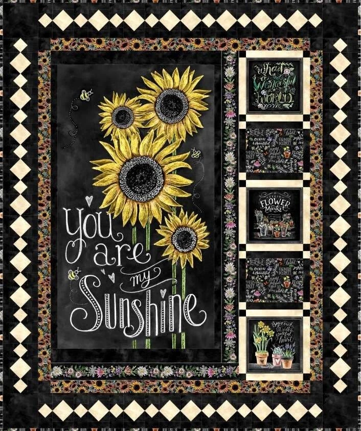 Michael Miller - Flower Market - 22,75" X 44,375" You Are My Sunshine Panel - Negro Foto 4 de 4