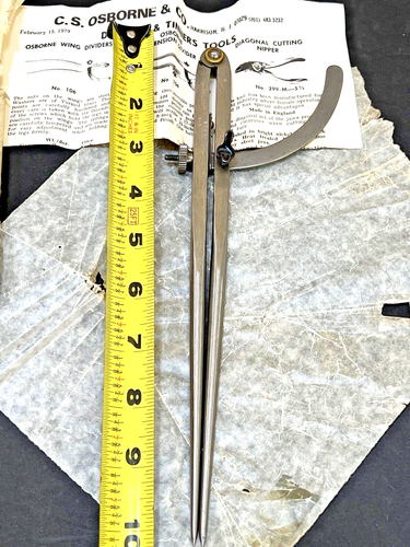 C S Osborne 106-10, 10" Flügelteiler/Kompass zum Messen von Kreisen, Made USA - Bild 2 von 4